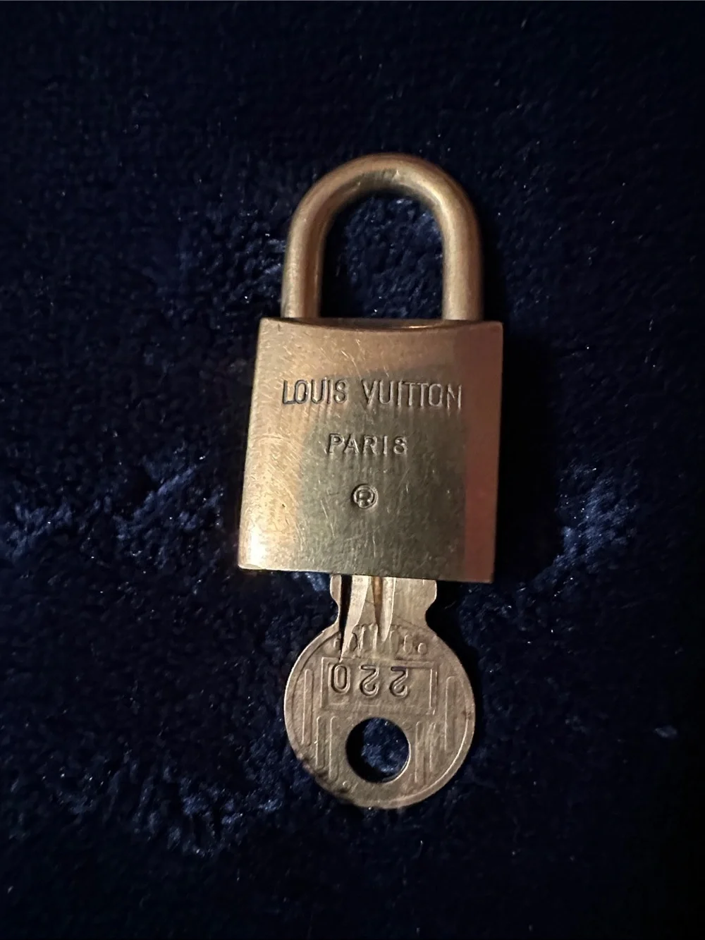 Rare Louis Vuitton Brass Gold Tone Padlock with Matching Key #220 Series